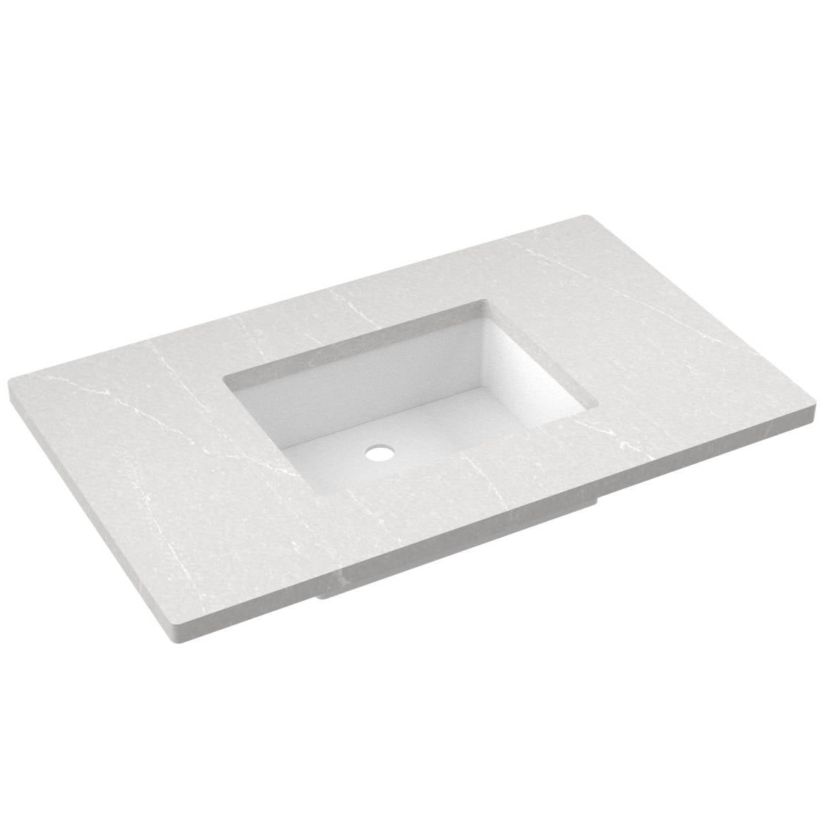 37" Silestone® Quartz Vanity Top Single Rectangle Centered Sink