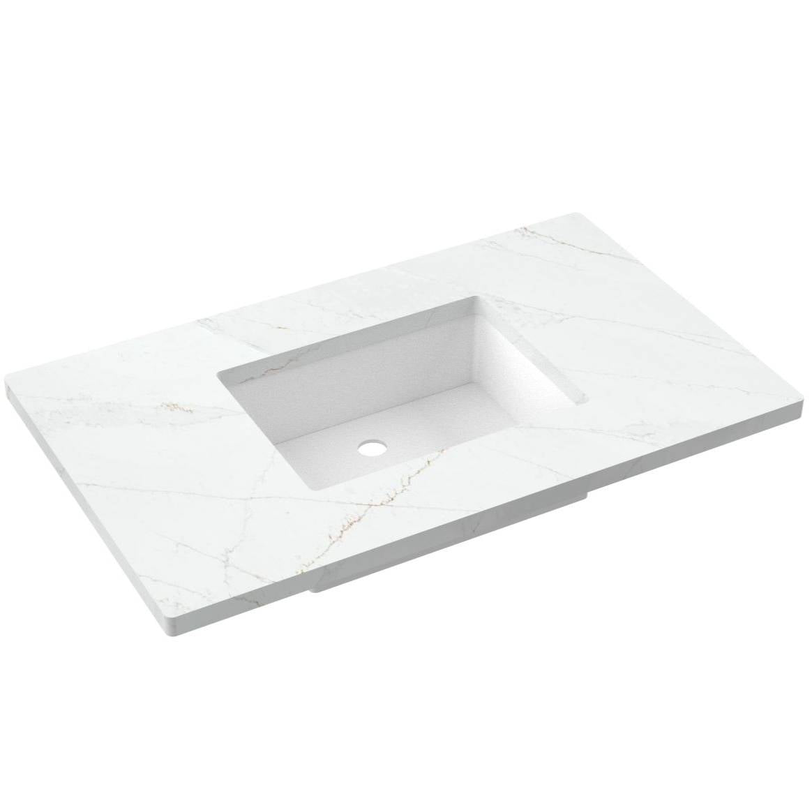 37" Silestone® Quartz Vanity Top Single Rectangle Centered Sink