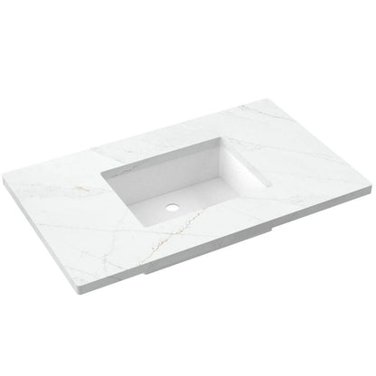 37" Silestone® Quartz Vanity Top Single Rectangle Centered Sink