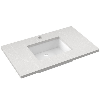 37" Silestone® Quartz Vanity Top Single Rectangle Centered Sink