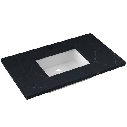 37" Silestone® Quartz Vanity Top Single Rectangle Centered Sink