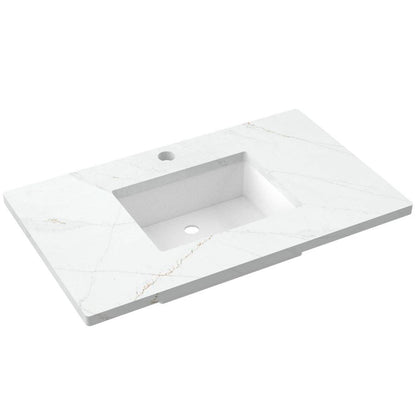 37" Silestone® Quartz Vanity Top Single Rectangle Centered Sink