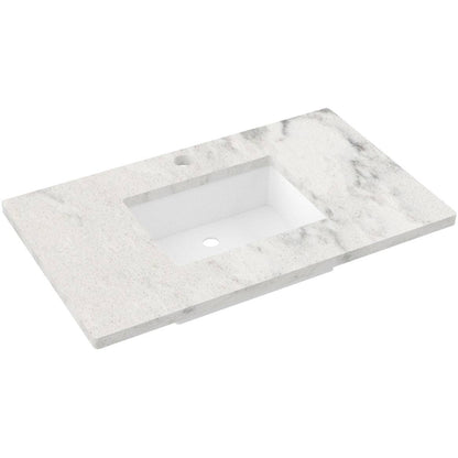 37" Silestone® Quartz Vanity Top Single Rectangle Centered Sink