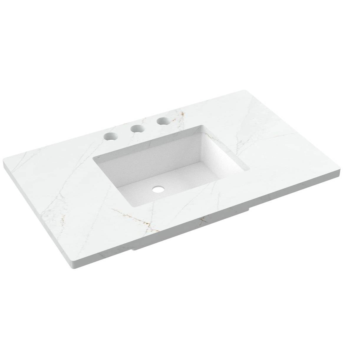 37" Silestone® Quartz Vanity Top Single Rectangle Centered Sink