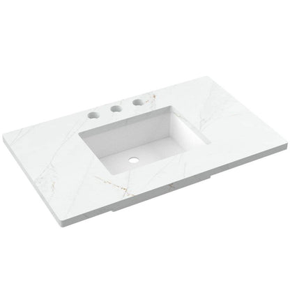 37" Silestone® Quartz Vanity Top Single Rectangle Centered Sink