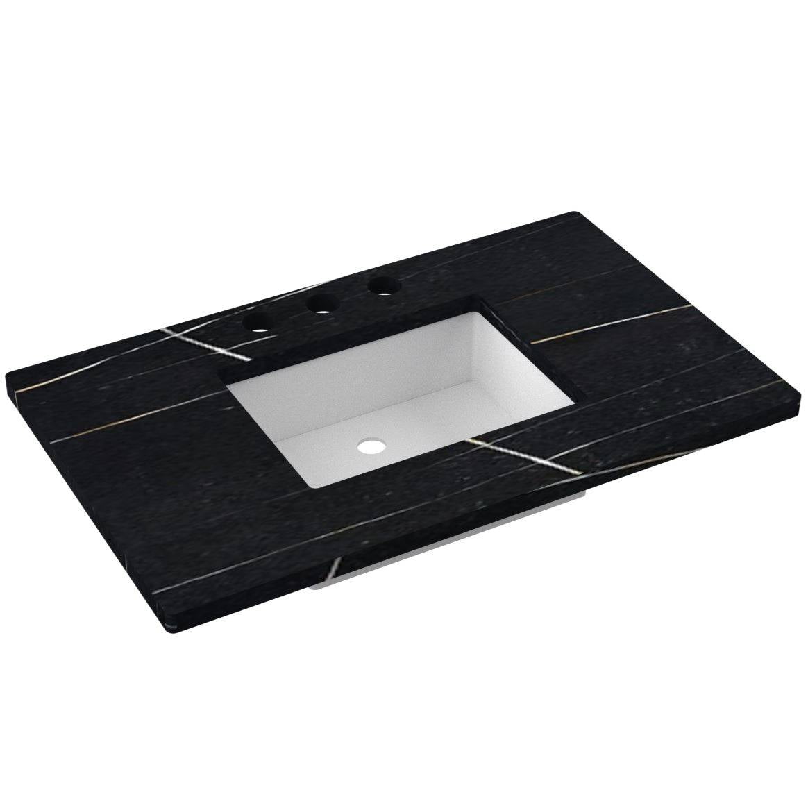 37" Silestone® Quartz Vanity Top Single Rectangle Centered Sink