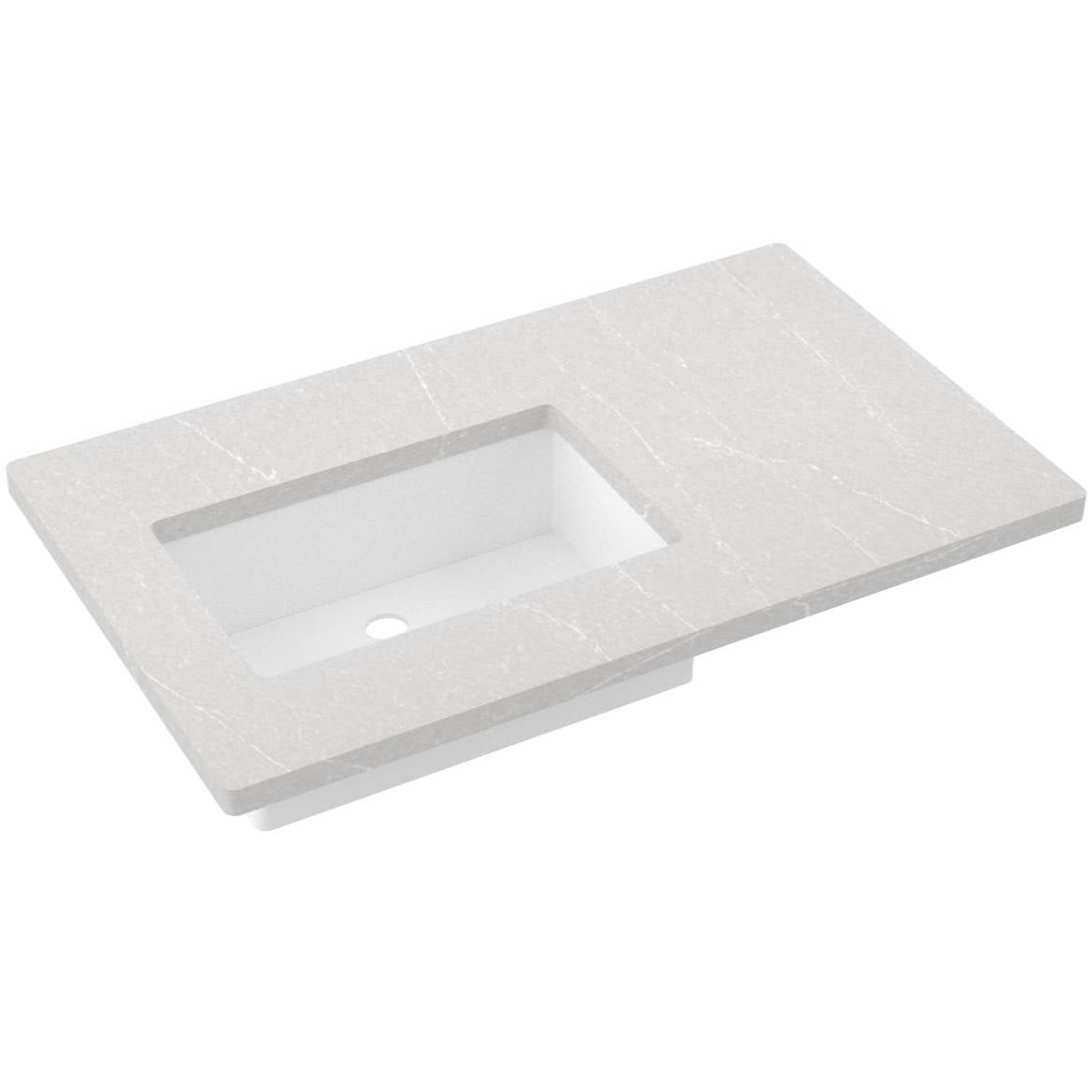 37" Silestone® Quartz Vanity Top Single Rectangle Offset Sink