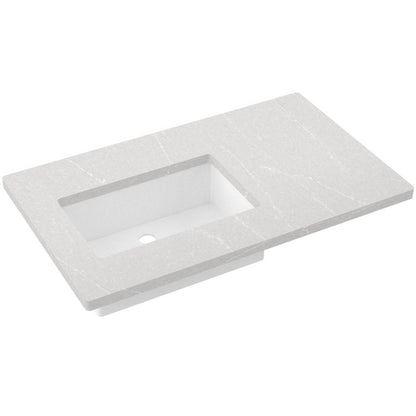 37" Silestone® Quartz Vanity Top Single Rectangle Offset Sink