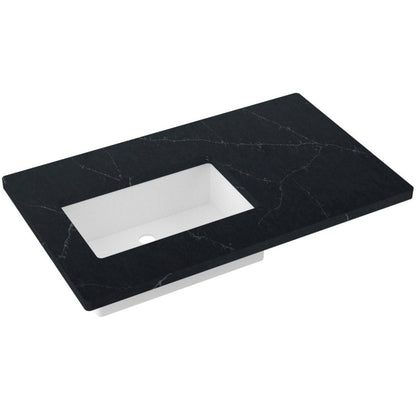 37" Silestone® Quartz Vanity Top Single Rectangle Offset Sink