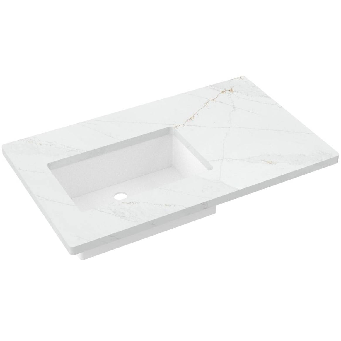 37" Silestone® Quartz Vanity Top Single Rectangle Offset Sink