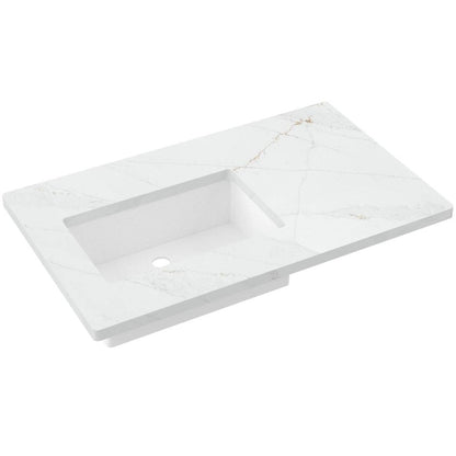 37" Silestone® Quartz Vanity Top Single Rectangle Offset Sink