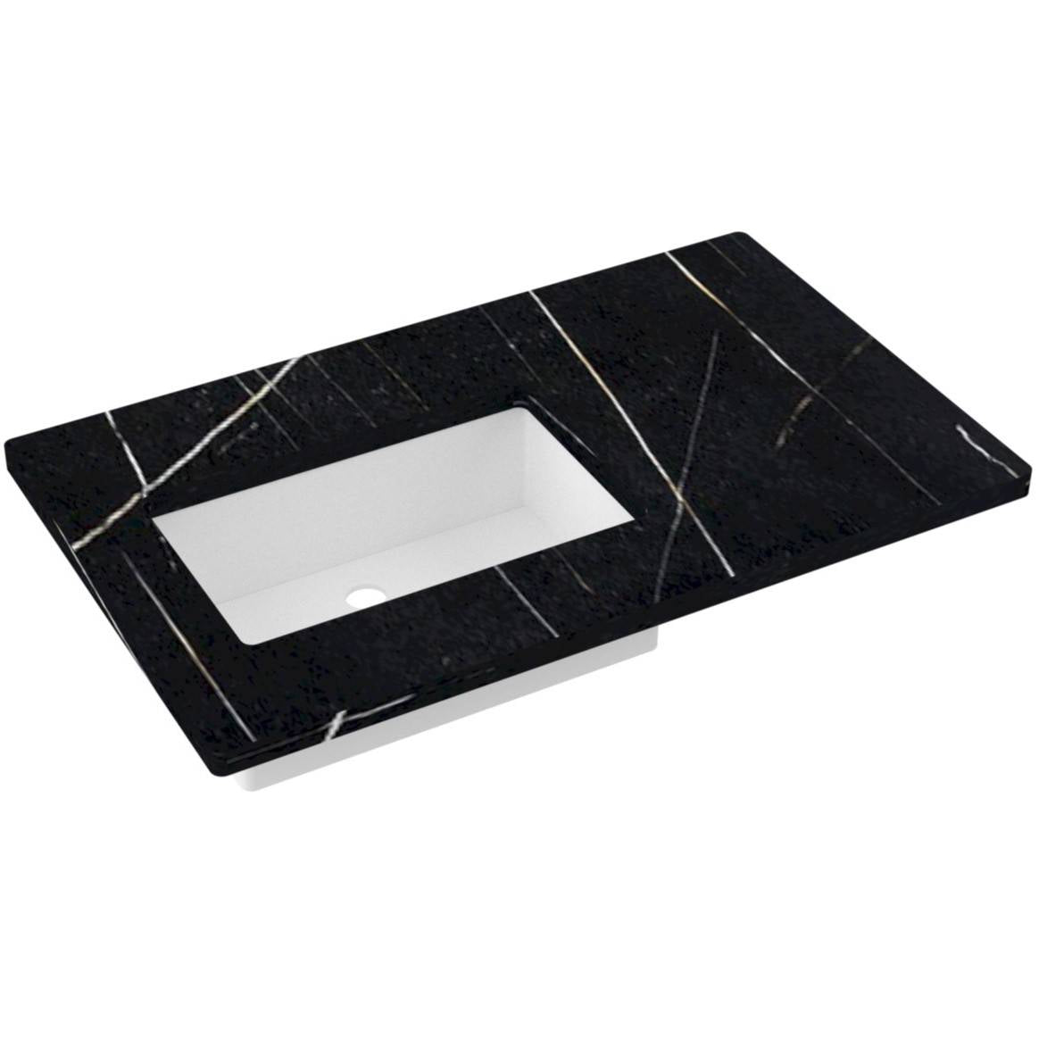 37" Silestone® Quartz Vanity Top Single Rectangle Offset Sink