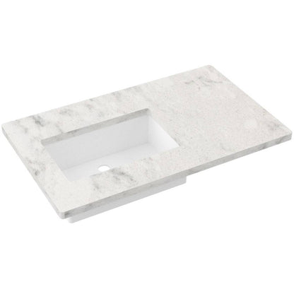 37" Silestone® Quartz Vanity Top Single Rectangle Offset Sink