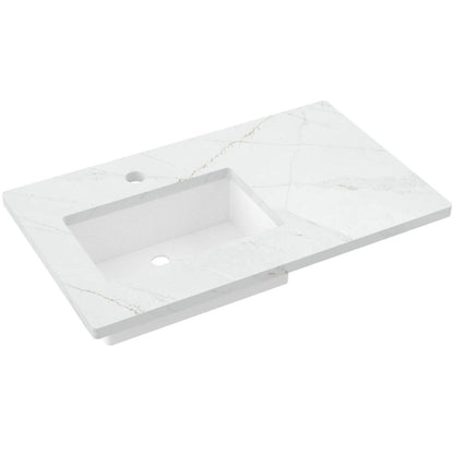 37" Silestone® Quartz Vanity Top Single Rectangle Offset Sink