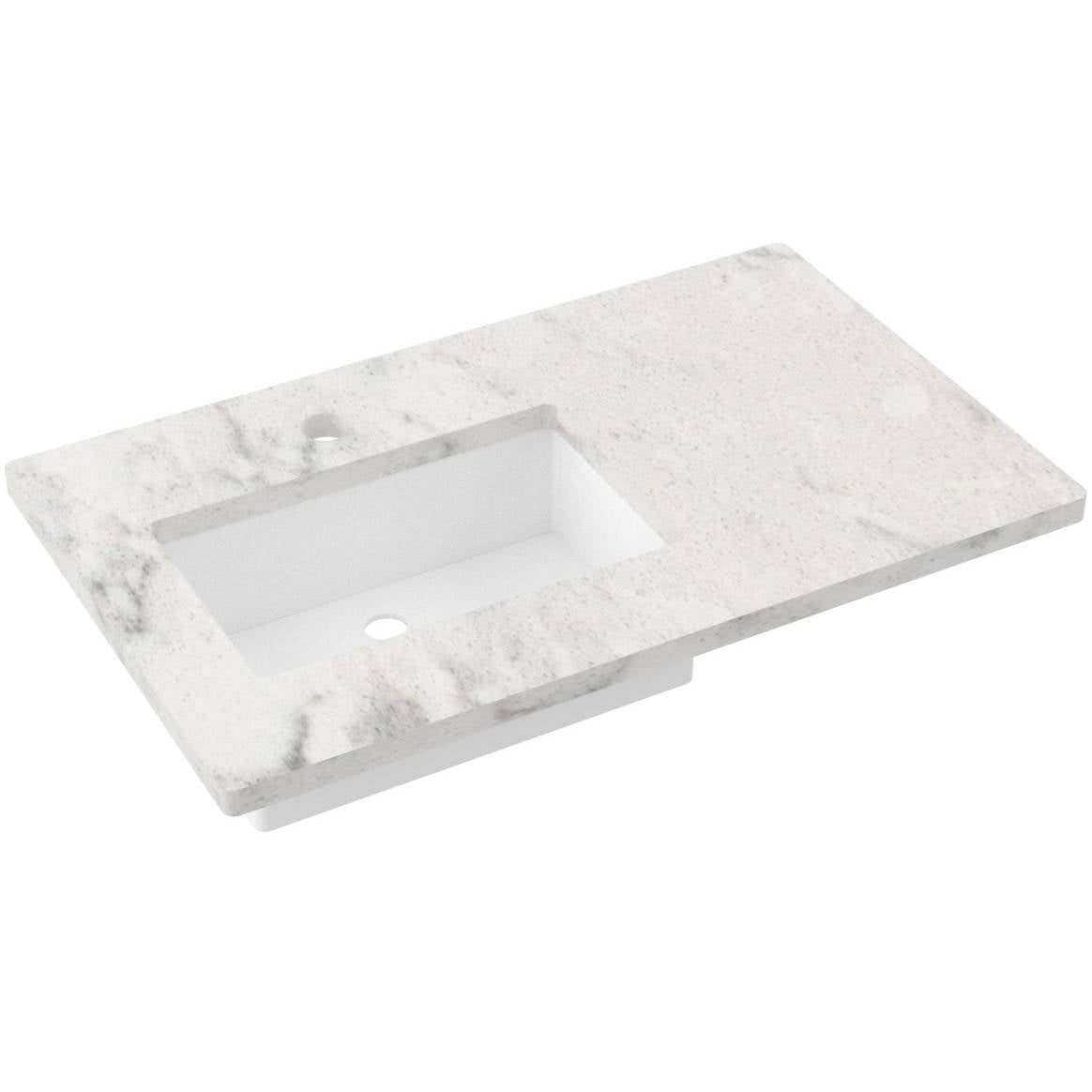 37" Silestone® Quartz Vanity Top Single Rectangle Offset Sink