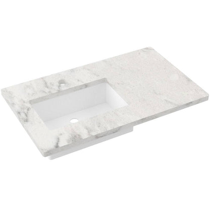 37" Silestone® Quartz Vanity Top Single Rectangle Offset Sink