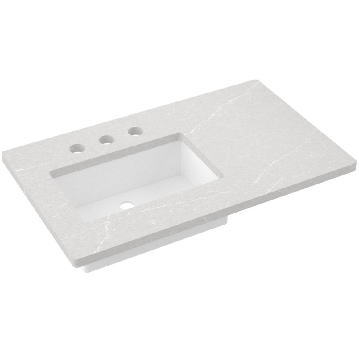 37" Silestone® Quartz Vanity Top Single Rectangle Offset Sink