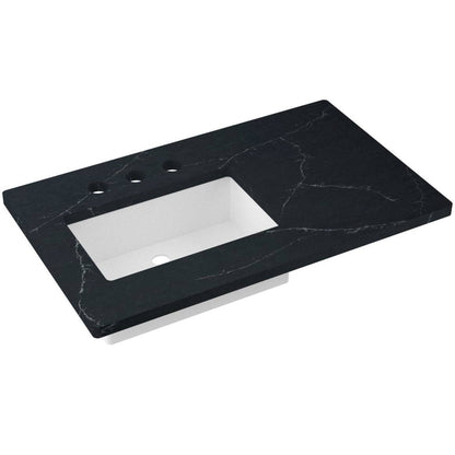 37" Silestone® Quartz Vanity Top Single Rectangle Offset Sink