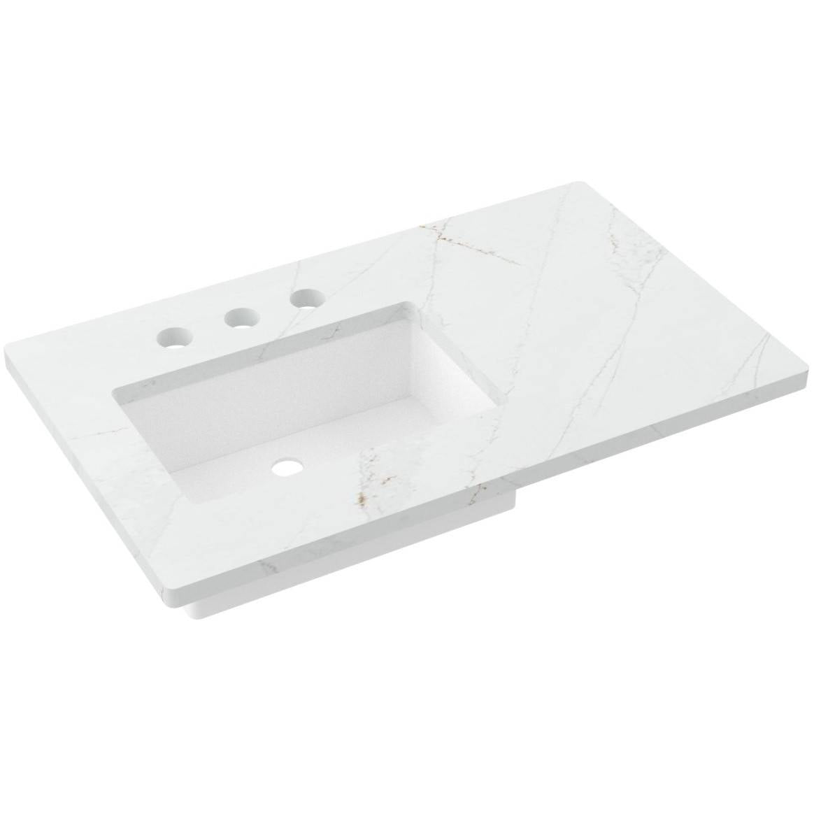 37" Silestone® Quartz Vanity Top Single Rectangle Offset Sink