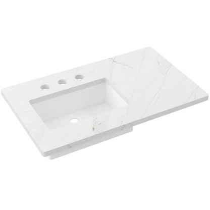 37" Silestone® Quartz Vanity Top Single Rectangle Offset Sink