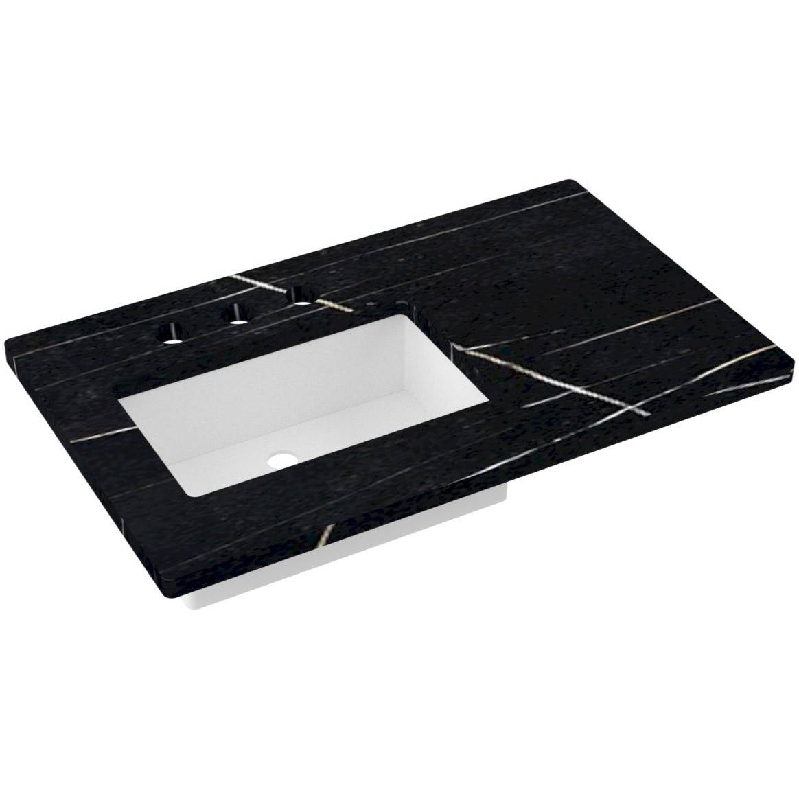37" Silestone® Quartz Vanity Top Single Rectangle Offset Sink
