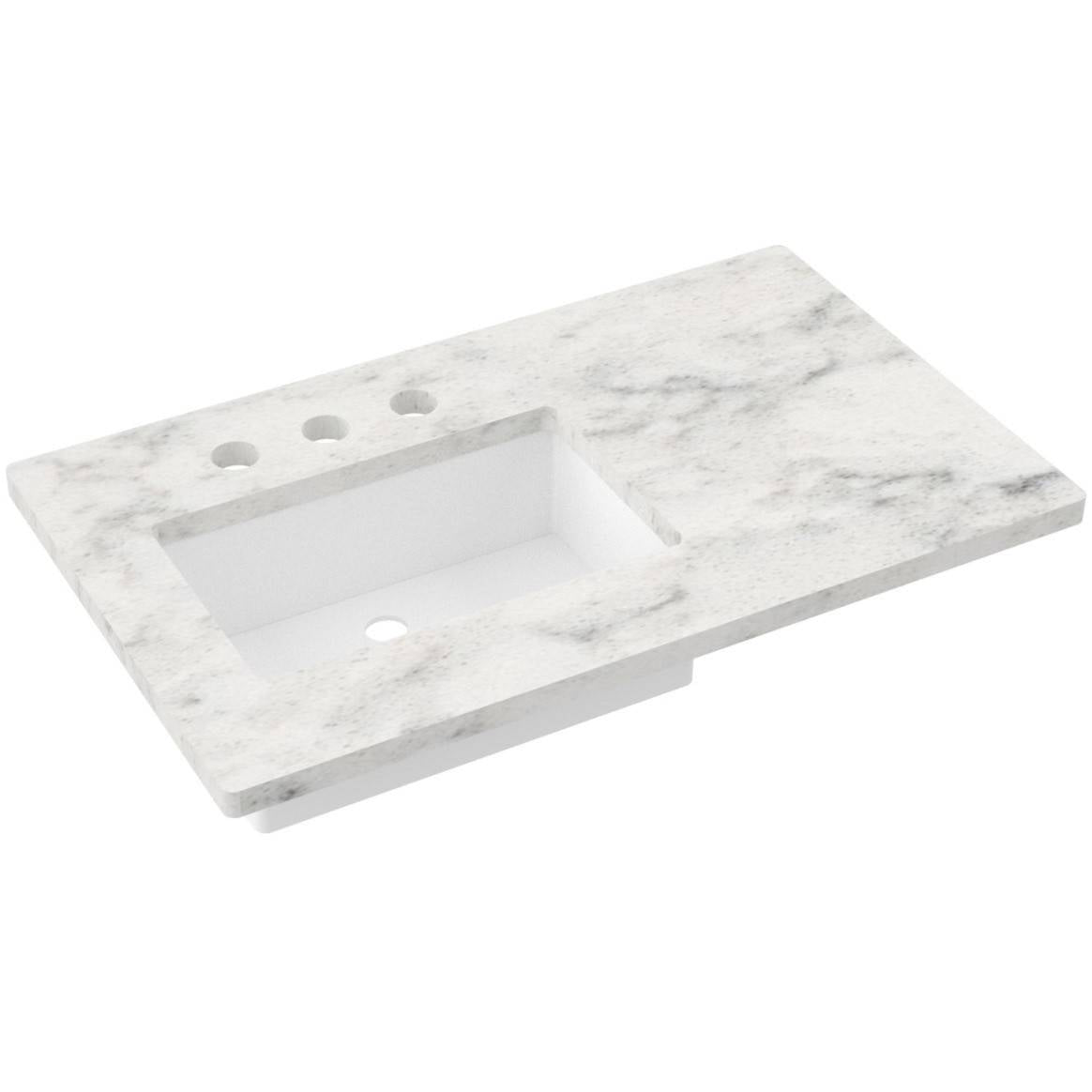 37" Silestone® Quartz Vanity Top Single Rectangle Offset Sink