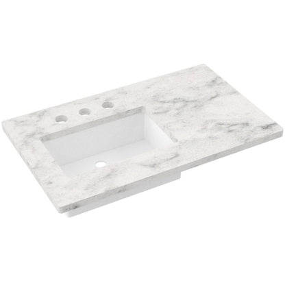 37" Silestone® Quartz Vanity Top Single Rectangle Offset Sink