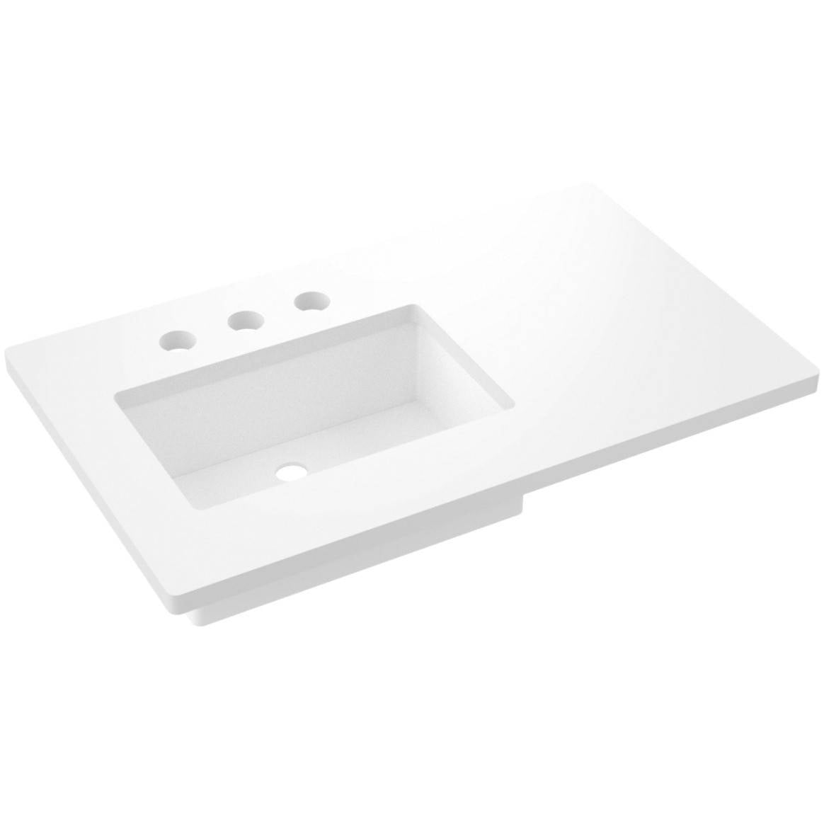37" Silestone® Quartz Vanity Top Single Rectangle Offset Sink