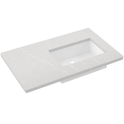 37" Silestone® Quartz Vanity Top Single Rectangle Offset Sink