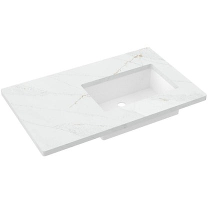 37" Silestone® Quartz Vanity Top Single Rectangle Offset Sink