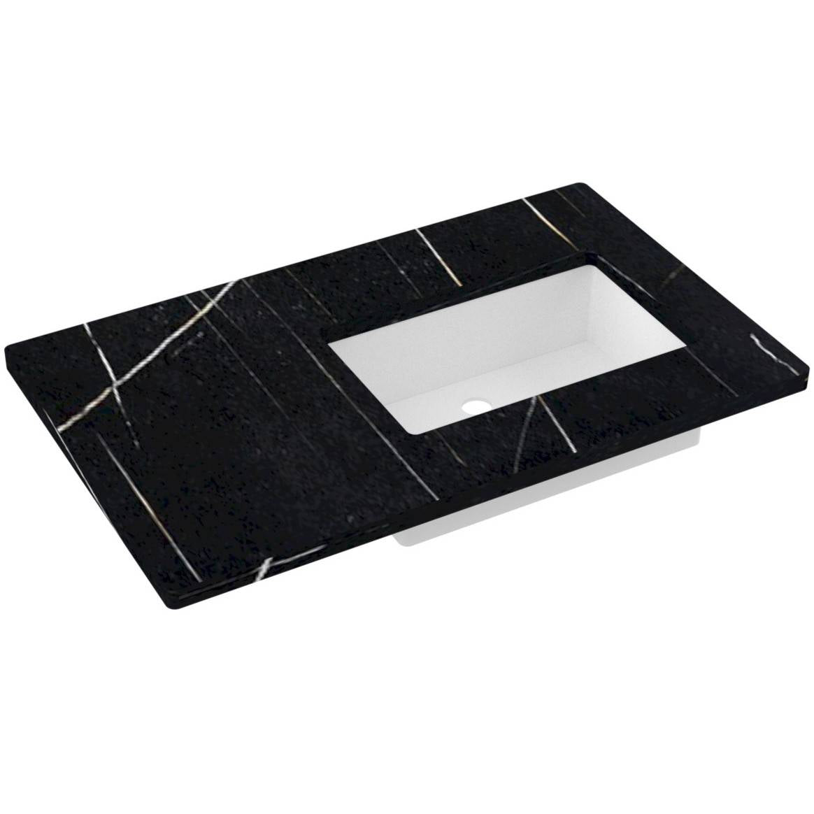 37" Silestone® Quartz Vanity Top Single Rectangle Offset Sink
