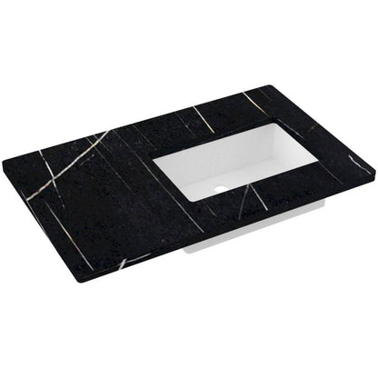 37" Silestone® Quartz Vanity Top Single Rectangle Offset Sink