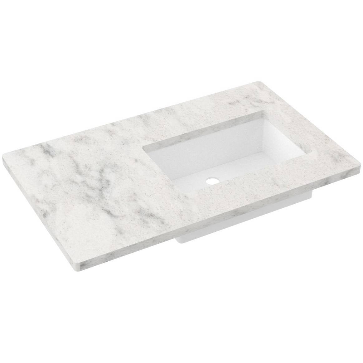 37" Silestone® Quartz Vanity Top Single Rectangle Offset Sink