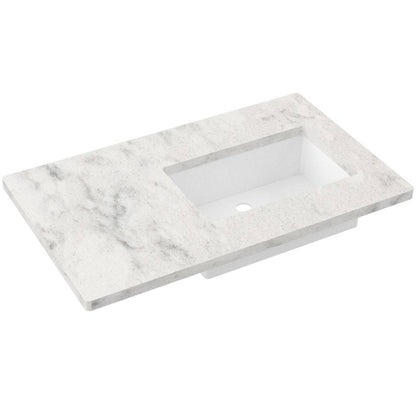 37" Silestone® Quartz Vanity Top Single Rectangle Offset Sink