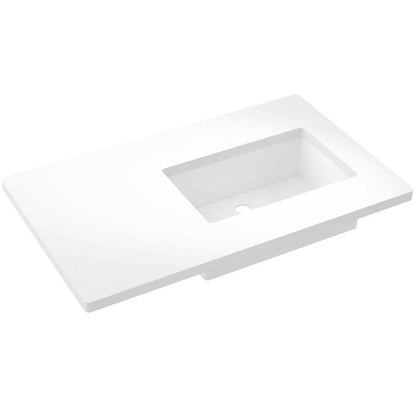 37" Silestone® Quartz Vanity Top Single Rectangle Offset Sink