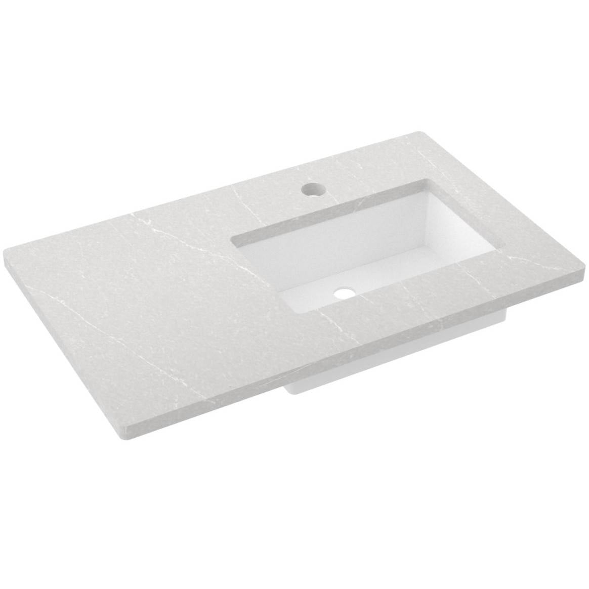 37" Silestone® Quartz Vanity Top Single Rectangle Offset Sink
