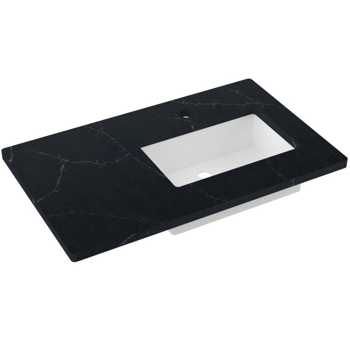 37" Silestone® Quartz Vanity Top Single Rectangle Offset Sink