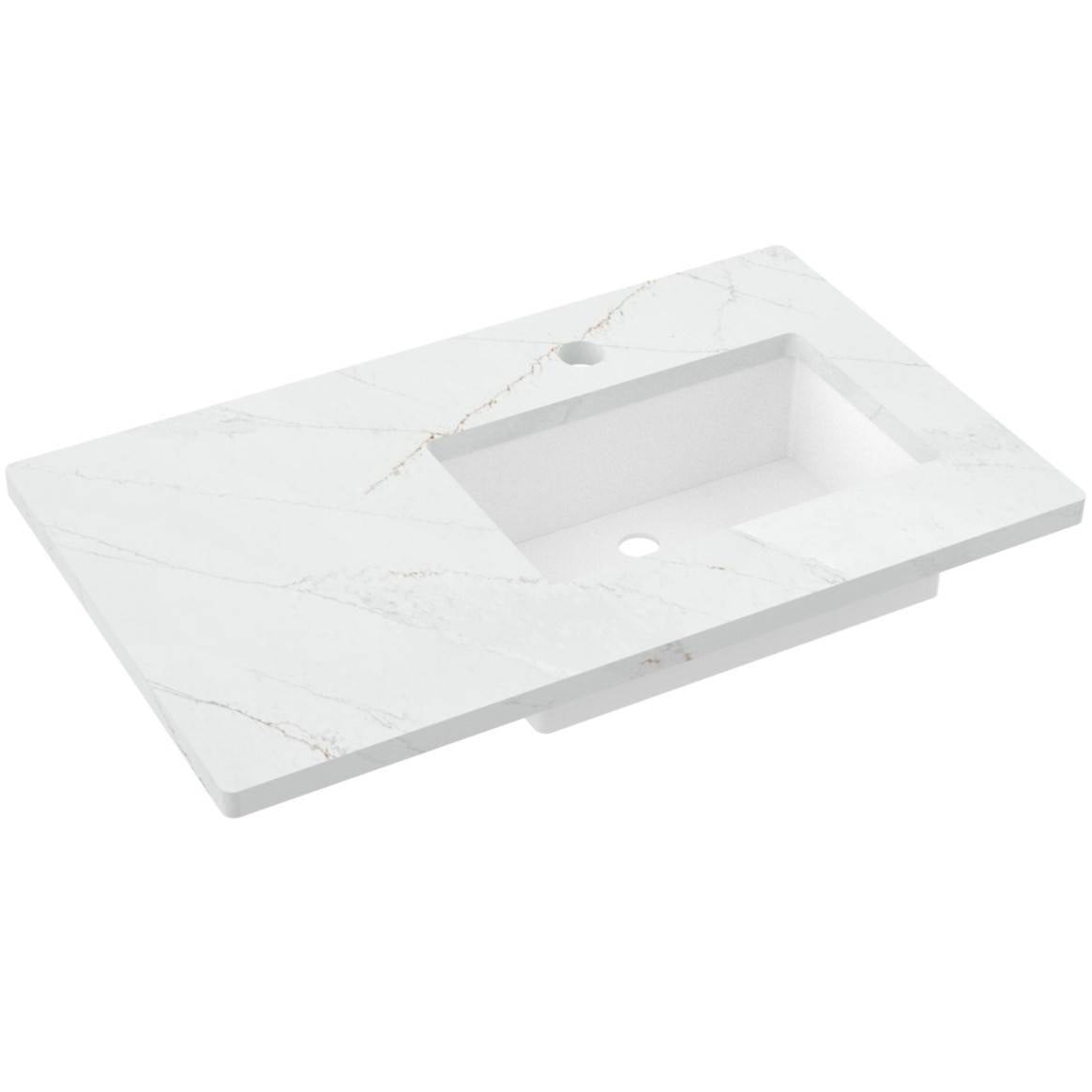 37" Silestone® Quartz Vanity Top Single Rectangle Offset Sink