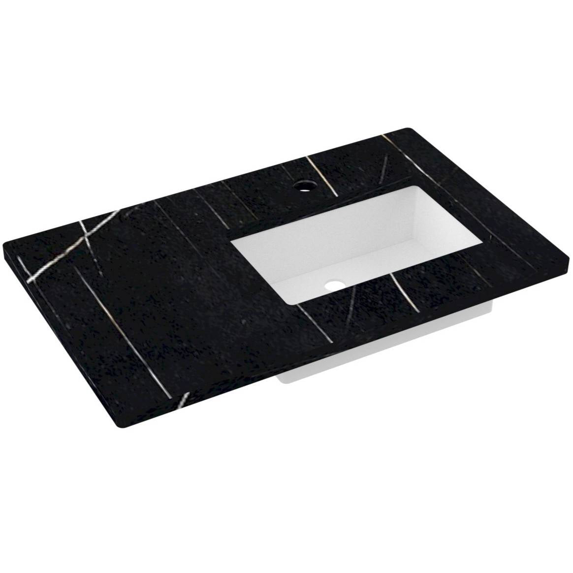37" Silestone® Quartz Vanity Top Single Rectangle Offset Sink