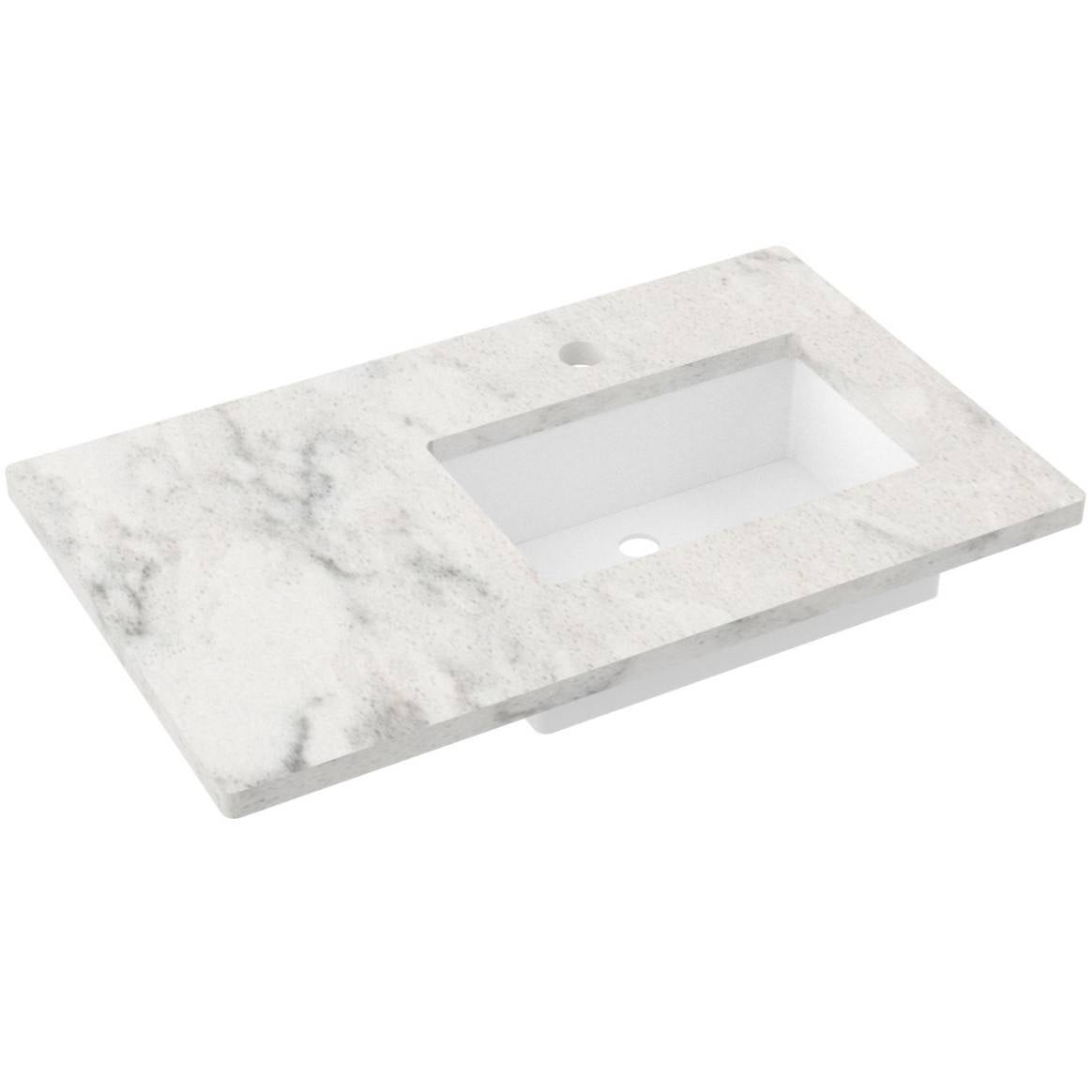 37" Silestone® Quartz Vanity Top Single Rectangle Offset Sink