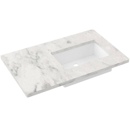 37" Silestone® Quartz Vanity Top Single Rectangle Offset Sink