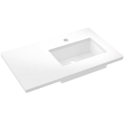 37" Silestone® Quartz Vanity Top Single Rectangle Offset Sink