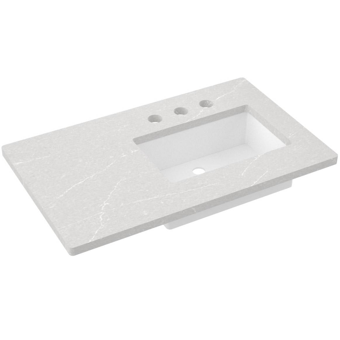37" Silestone® Quartz Vanity Top Single Rectangle Offset Sink