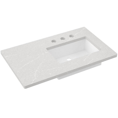37" Silestone® Quartz Vanity Top Single Rectangle Offset Sink