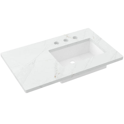 37" Silestone® Quartz Vanity Top Single Rectangle Offset Sink
