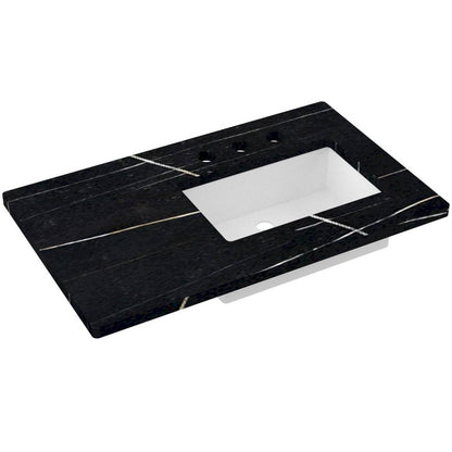 37" Silestone® Quartz Vanity Top Single Rectangle Offset Sink