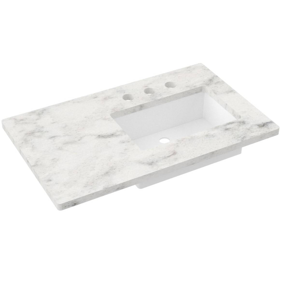 37" Silestone® Quartz Vanity Top Single Rectangle Offset Sink