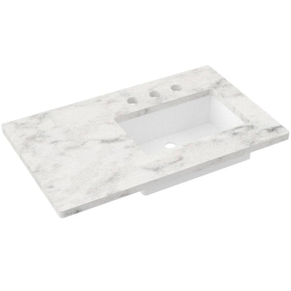 37" Silestone® Quartz Vanity Top Single Rectangle Offset Sink