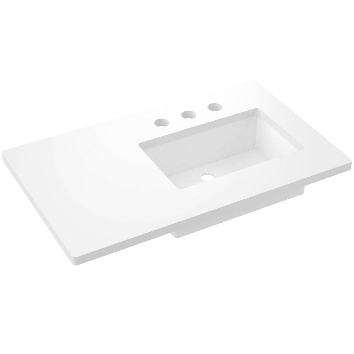 37" Silestone® Quartz Vanity Top Single Rectangle Offset Sink
