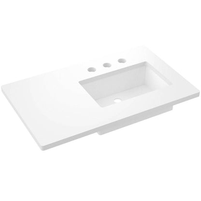 37" Silestone® Quartz Vanity Top Single Rectangle Offset Sink